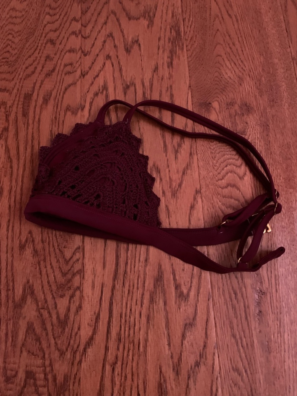 Burgundy Crochet Bikini Top